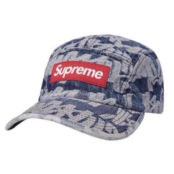 Supreme Fat Tip Jacquard Denim Camp Cap "Blue"
