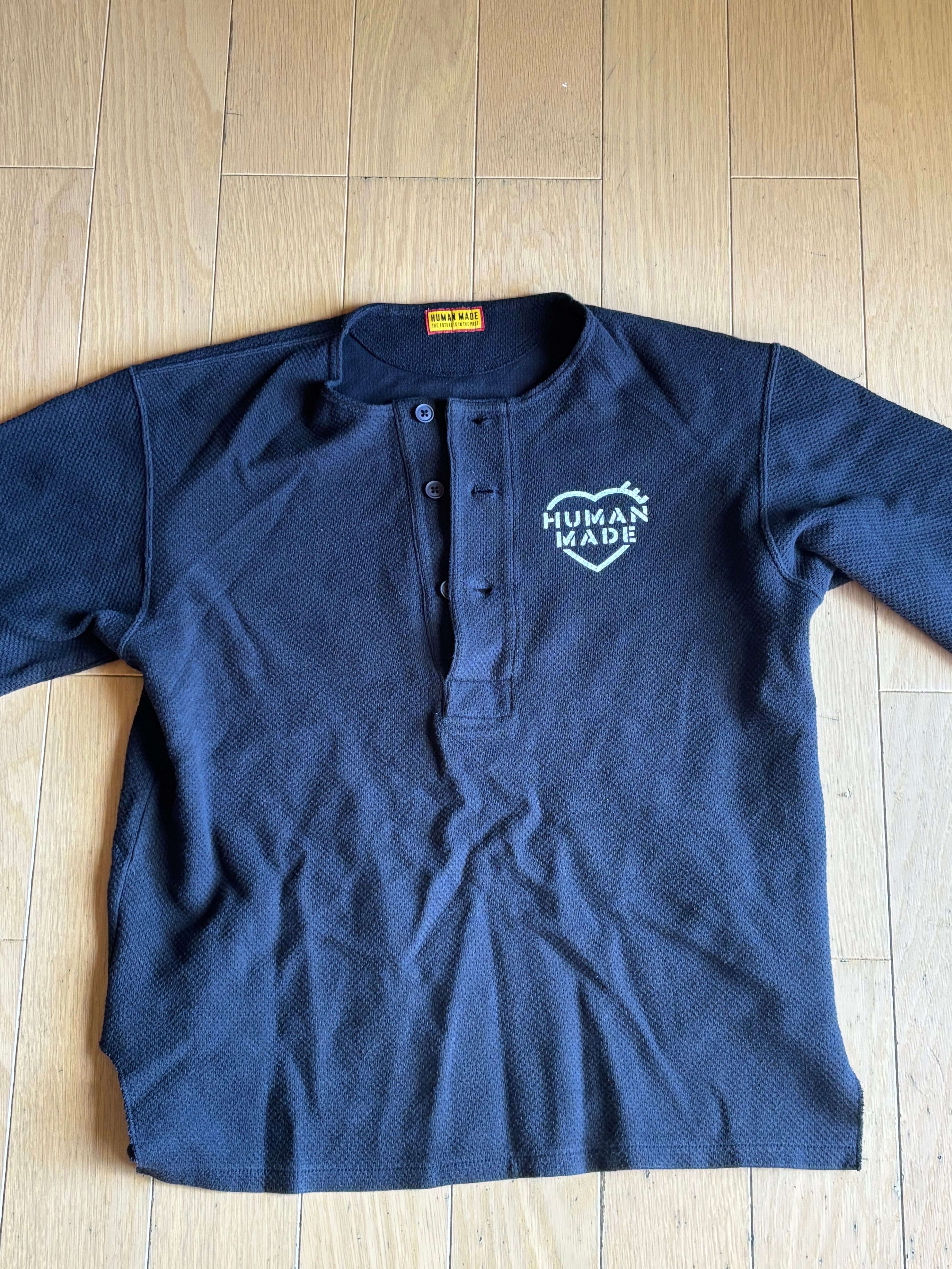 HUMAN MADE Henley Neck L/S T-Shirt "Navy"