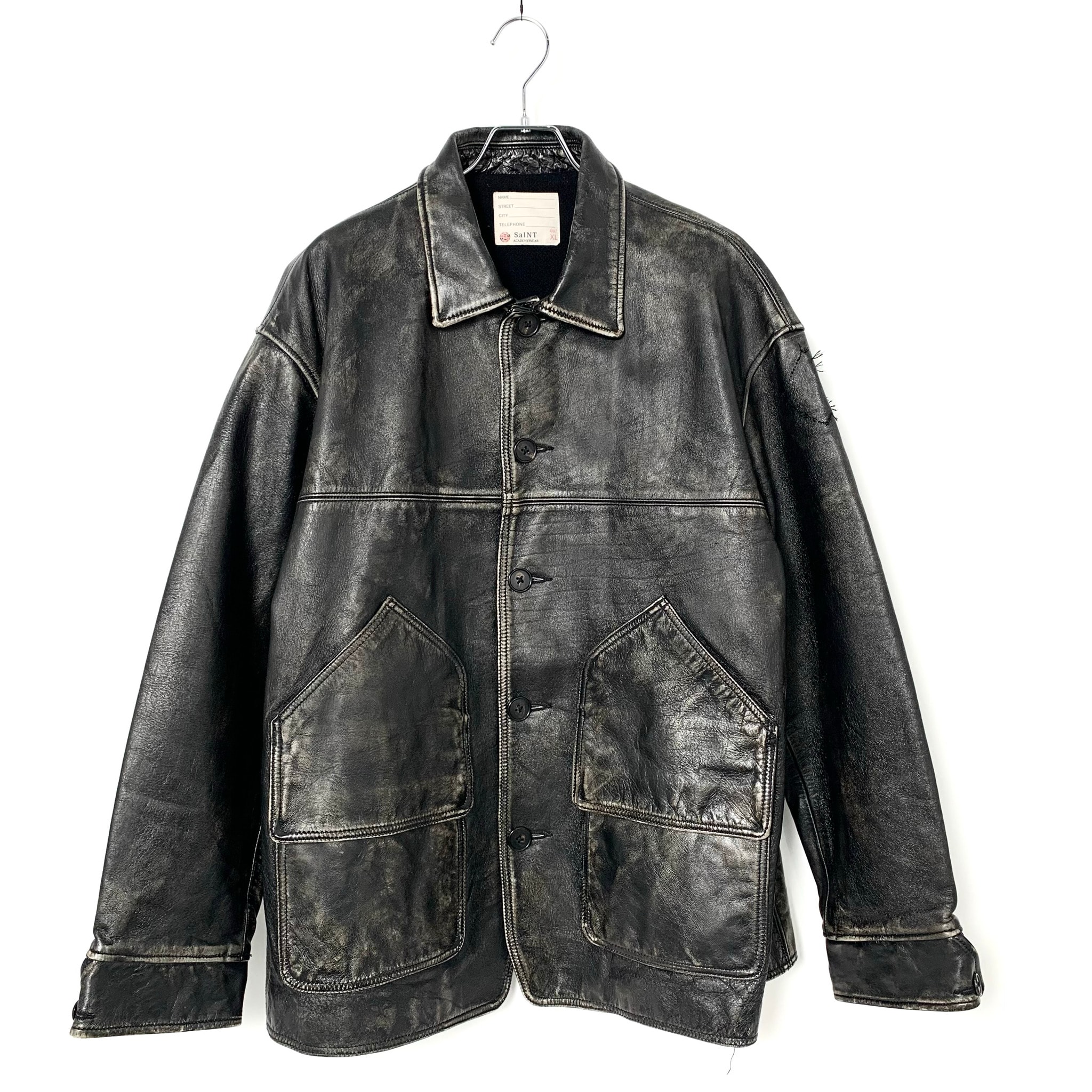 SAINT Mxxxxxx x Shermer Academy Leather Jacket Damage "Brown"
