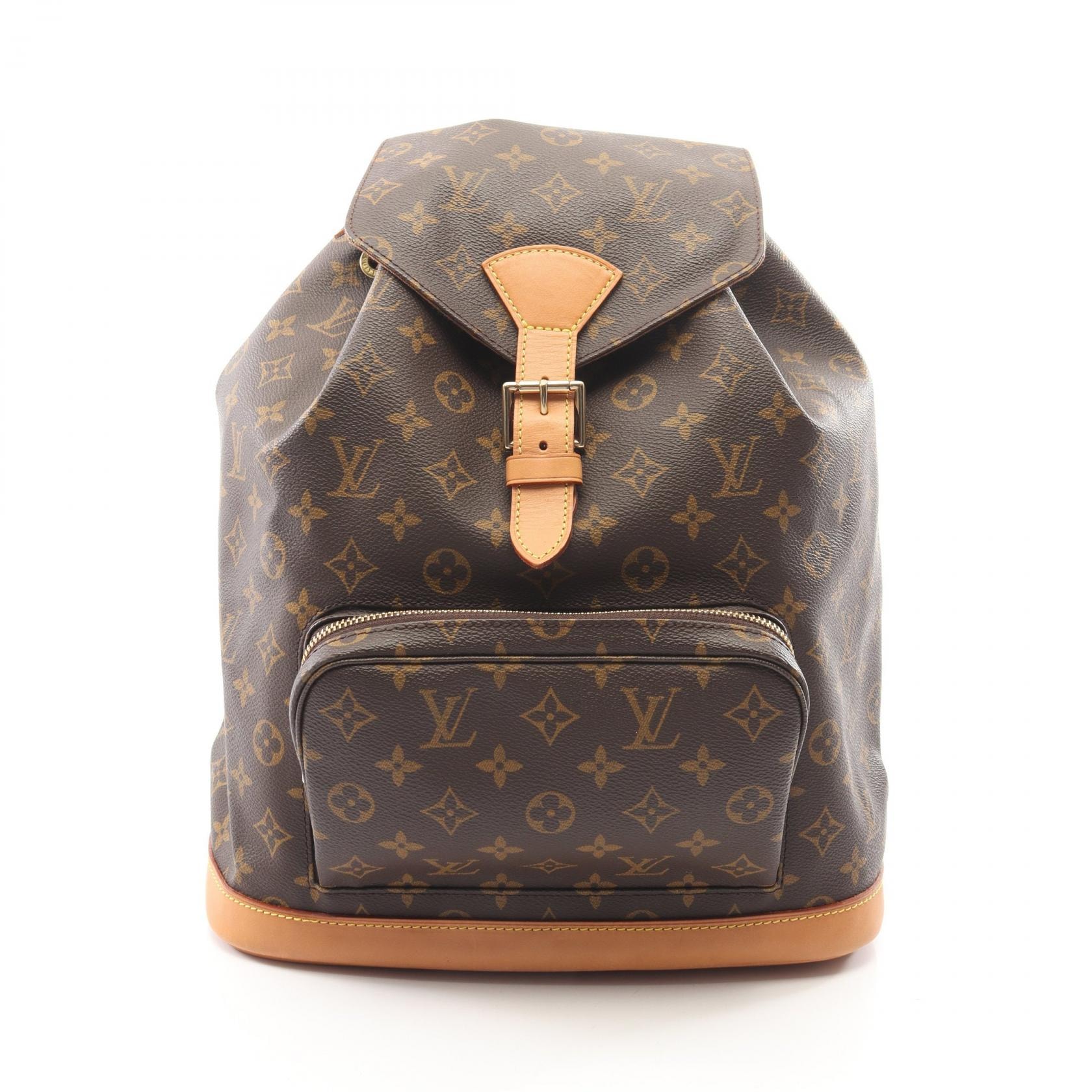 ルイ・ヴィトン LOUIS VUITTON モンスリGM モノグラム リュックサック バックパック バッグ PVCコーティングキャンバス レザー レディース ブラウン系 M51135 【中古】