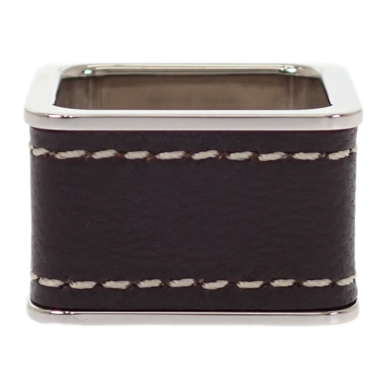 エルメス HERMES ボルデュック H603693S 02 スカーフリング メタル レザー シルバー ブラウン レディース【中古】【Aランク】