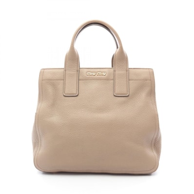 ミュウ ミュウ Miu Miu ヴィッテロカリブ ハンドバッグ バッグ レザー レディース ベージュ系 RN0889 【中古】