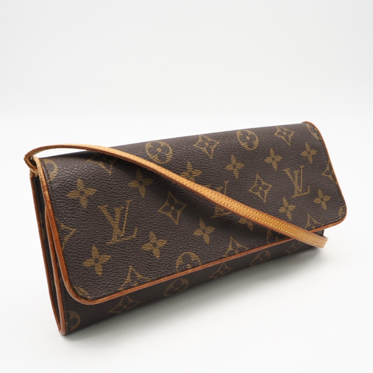LOUIS VUITTON ルイ・ヴィトン モノグラム ポシェット ツインGM M51852 ショルダーバッグ ブラウン コーティングキャンバス レザー レディース