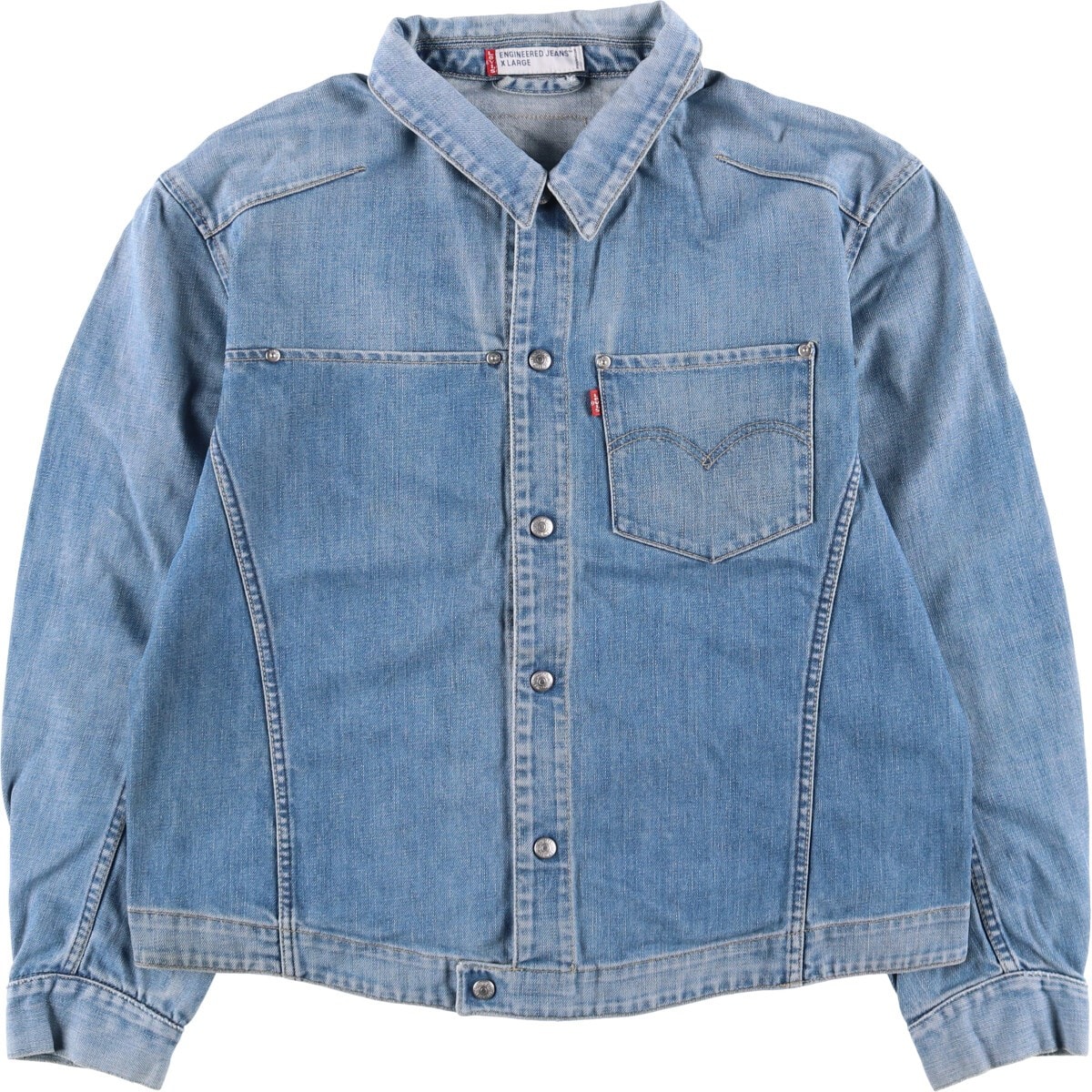 古着 00年代 リーバイス Levi's ENGINEERED エンジニアード 70100-0853 ユーロモデル 立体裁断 デニムジャケット メンズXL相当/eaa588761