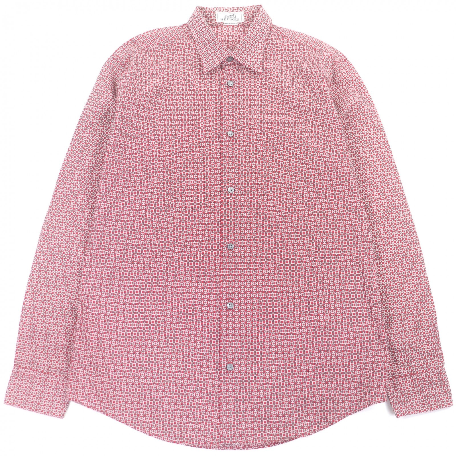 美品 エルメス 長袖シャツ レッド メンズ 41