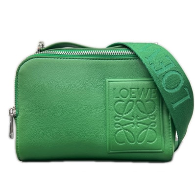 LOEWE 希少 極美品 カメラバッグ 2way ショルダーバッグ ハンドバッグ C565R41X04 カーフ レザー グリーン クロスボディ ポシェット ミニバッグ メンズ ユニセックス Aランク 中古 鑑定済 ロエベバッグ