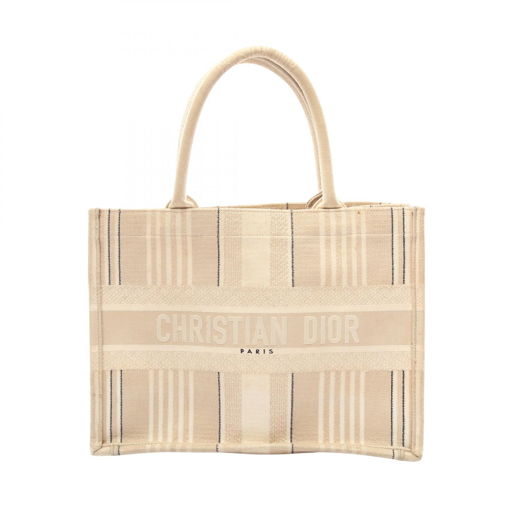 ディオール Dior BOOK TOTE ブックトート ミディアム トートバッグ バッグ キャンバス レディース ベージュ系 / アイボリー系 / ブラック系 【中古】