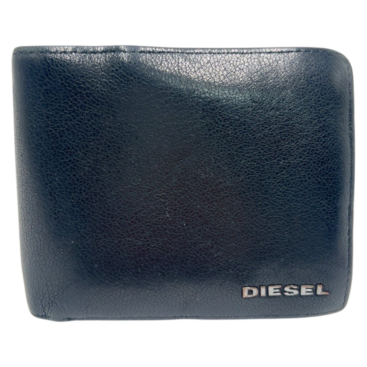 DIESEL ディーゼル ブラック 黒 レザー 二つ折り財布 折財布 コンパクトウォレット 600546 【中古】