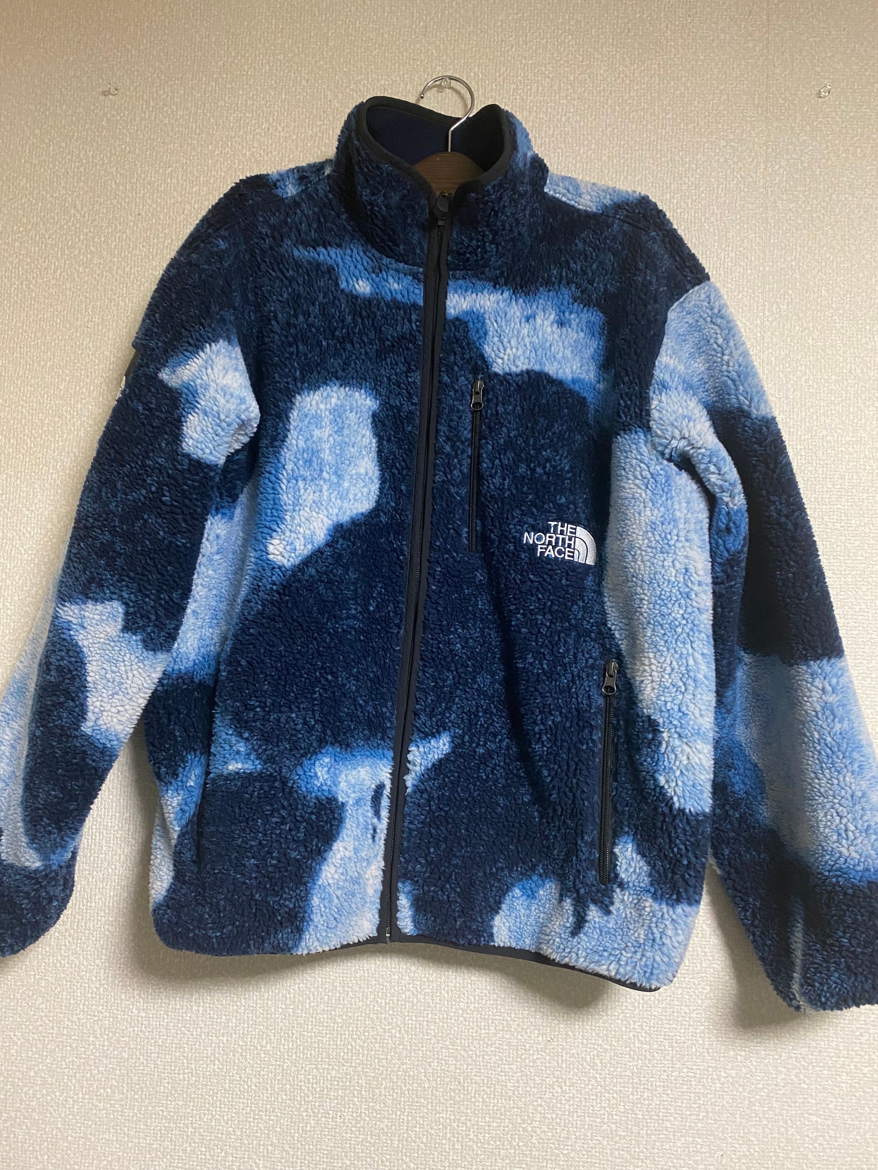 Supreme x The North Face Bleached Denim Print Fleece Jacket "Indigo"