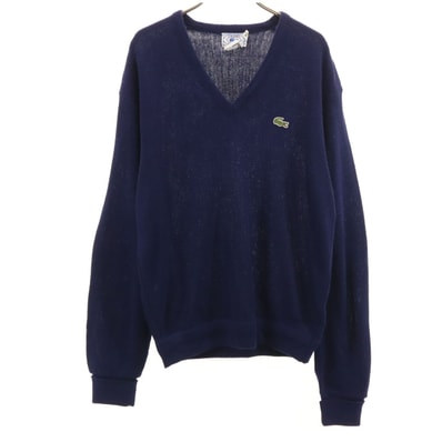 IZOD LACOSTE アイゾッドラコステ 70s ヴィンテージ 糸巻きタグ 長袖 Vネック ニット M ネイビー セーター
