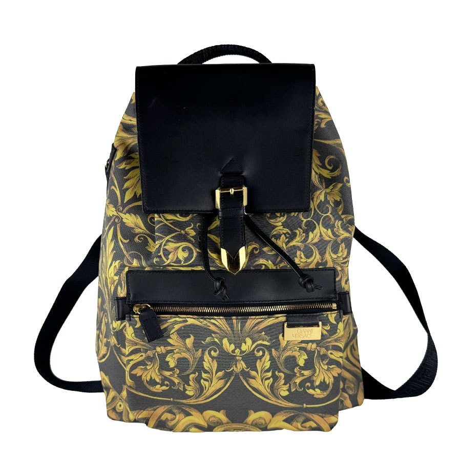 ジャンニ ヴェルサーチ Gianni Versace リュック PVC ブラック/ゴールド ゴールド メンズ【中古】 z10741