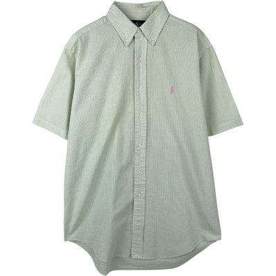 古着 ラルフローレン Ralph Lauren CLASSIC FIT シアサッカー 半袖 ボタンダウン ストライプシャツ メンズM相当/eaa665065
