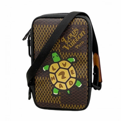 【6da0567】ルイヴィトン ショルダーバッグ ダミエジャイアント/NIGOコラボ ダブルフォンポーチ N40377 エベヌ【中古】メンズ