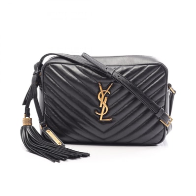 サンローランパリ SAINT LAURENT PARIS LOU ルー モノグラム ショルダーバッグ バッグ レザー レディース ブラック系 574494 【中古】