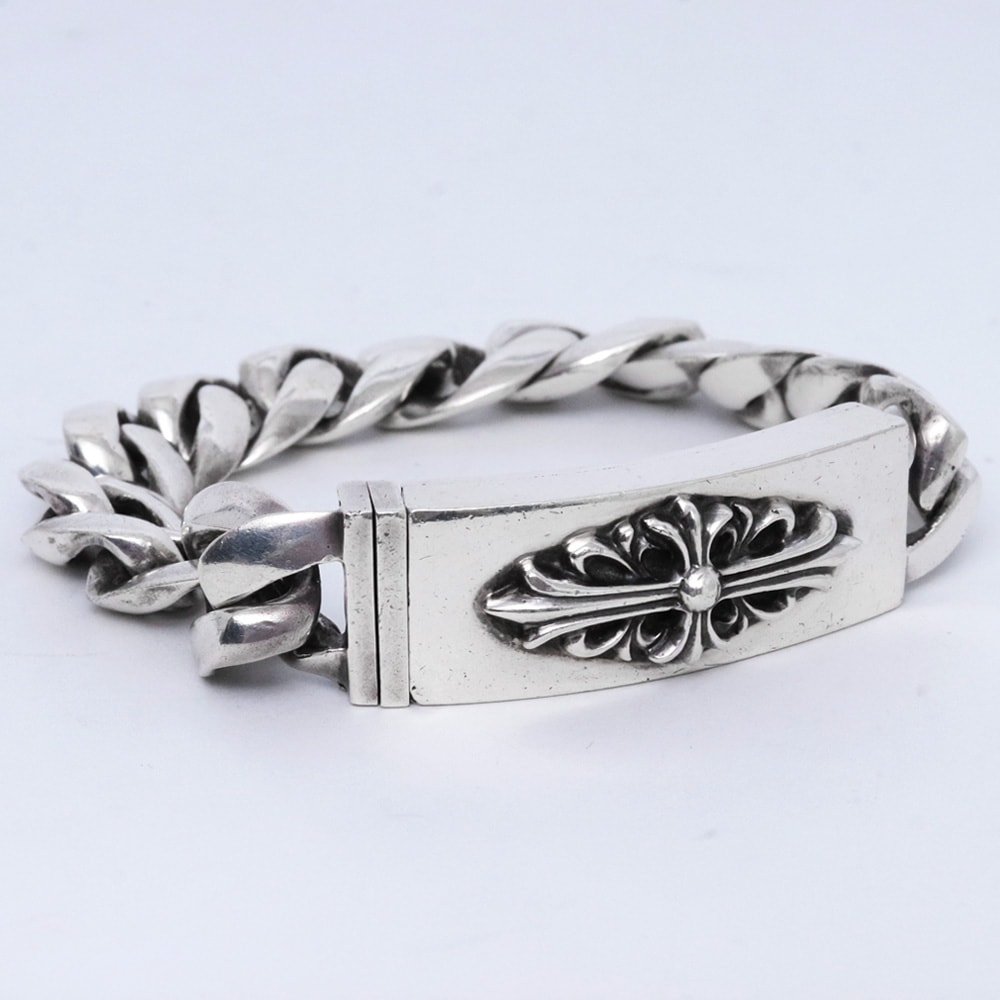 Chrome Hearts ID Floral Cross Bracelet "Silver"