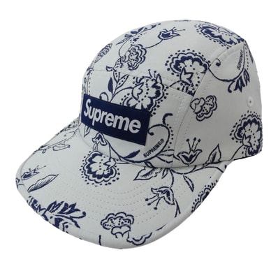 Supreme シュプリーム 帽子 25ss Floral Jacquard Camp Cap フローラル ジャガード キャップ ホワイト系 ブルー系【中古】