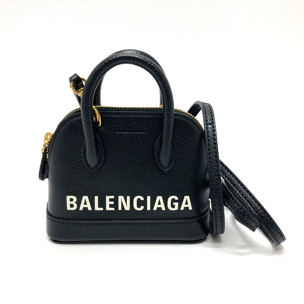 バレンシアガ BALENCIAGA ヴィルトップ 639756 ロゴ カバン 2WAY ハンドバッグ ショルダーバッグ レザー ブラック 美品