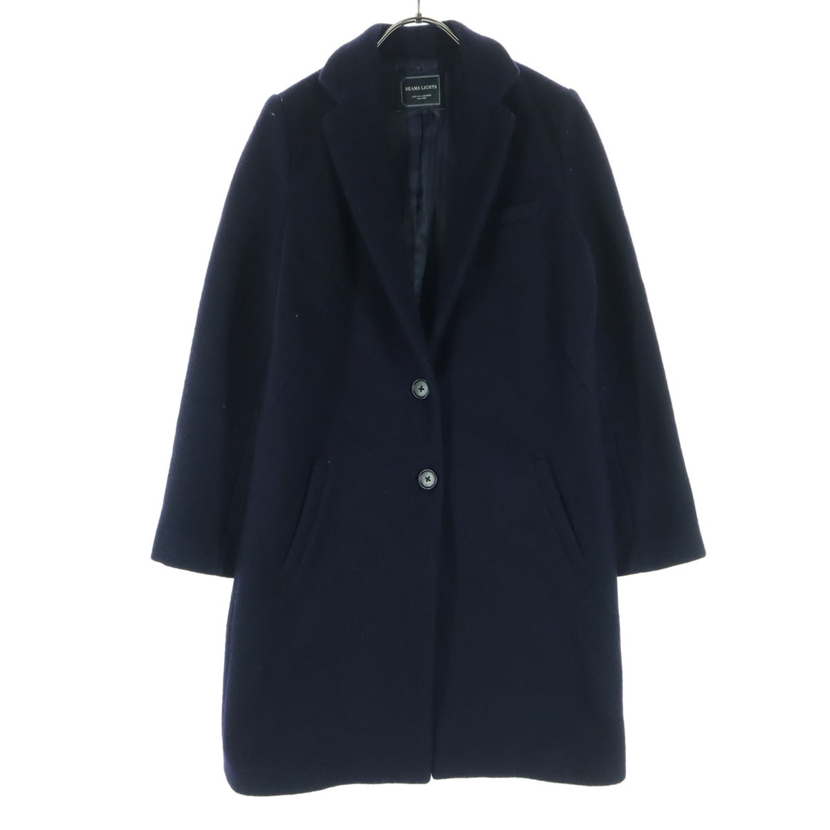 BEAMS LIGHTS ビームスライツ 長袖 ウール チェスターコート 36 ネイビー