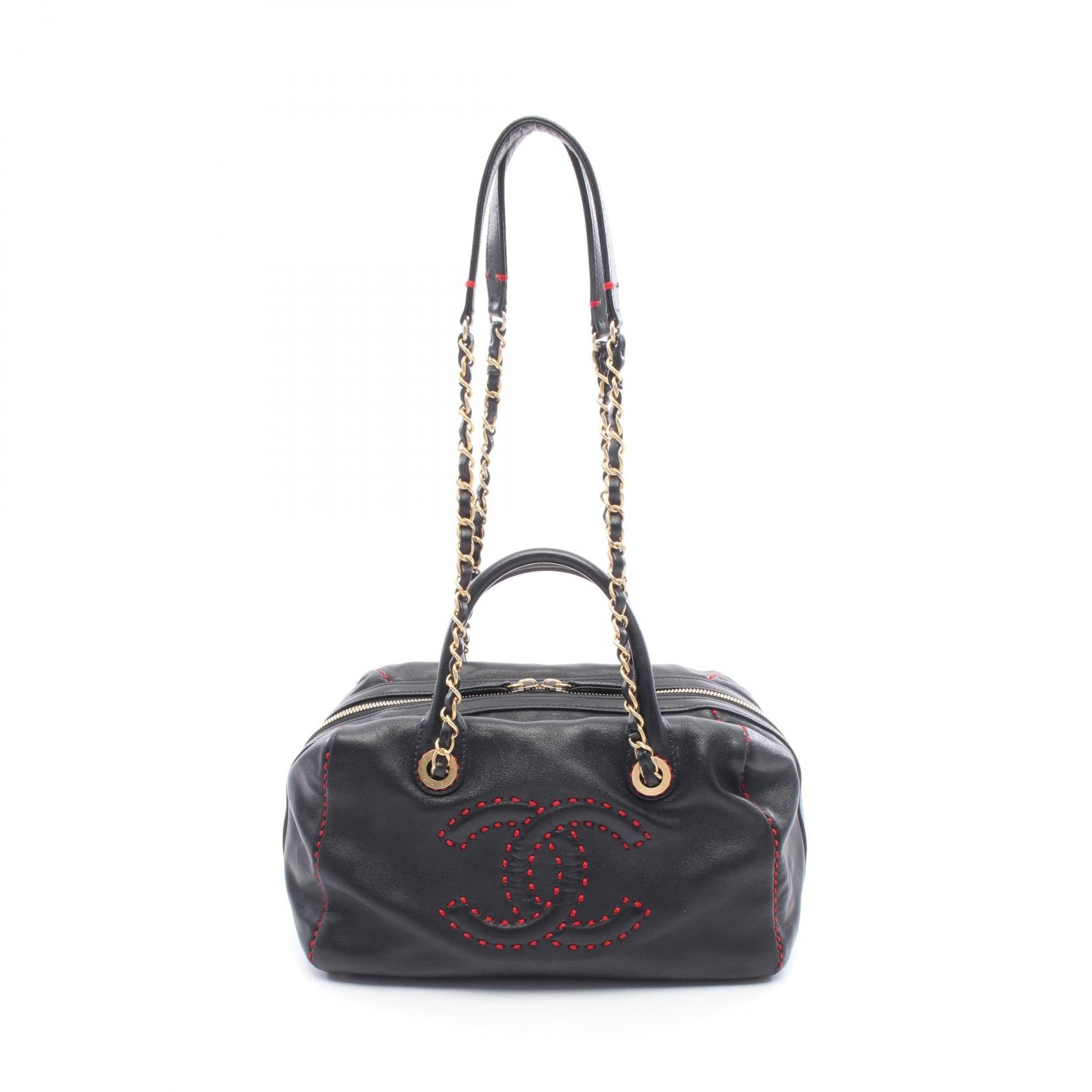 シャネル CHANEL ココマーク ショルダーバッグ バッグ ラムスキン(羊革) レディース ブラック系 / レッド系 【中古】