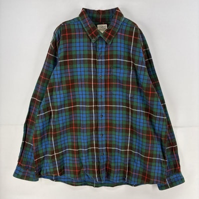古着 エルエルビーン L.L.Bean 長袖シャツ 胸ポケット ネルシャツ 大きいサイズ ボタンダウン 2XL ブルー系 チェック メンズ