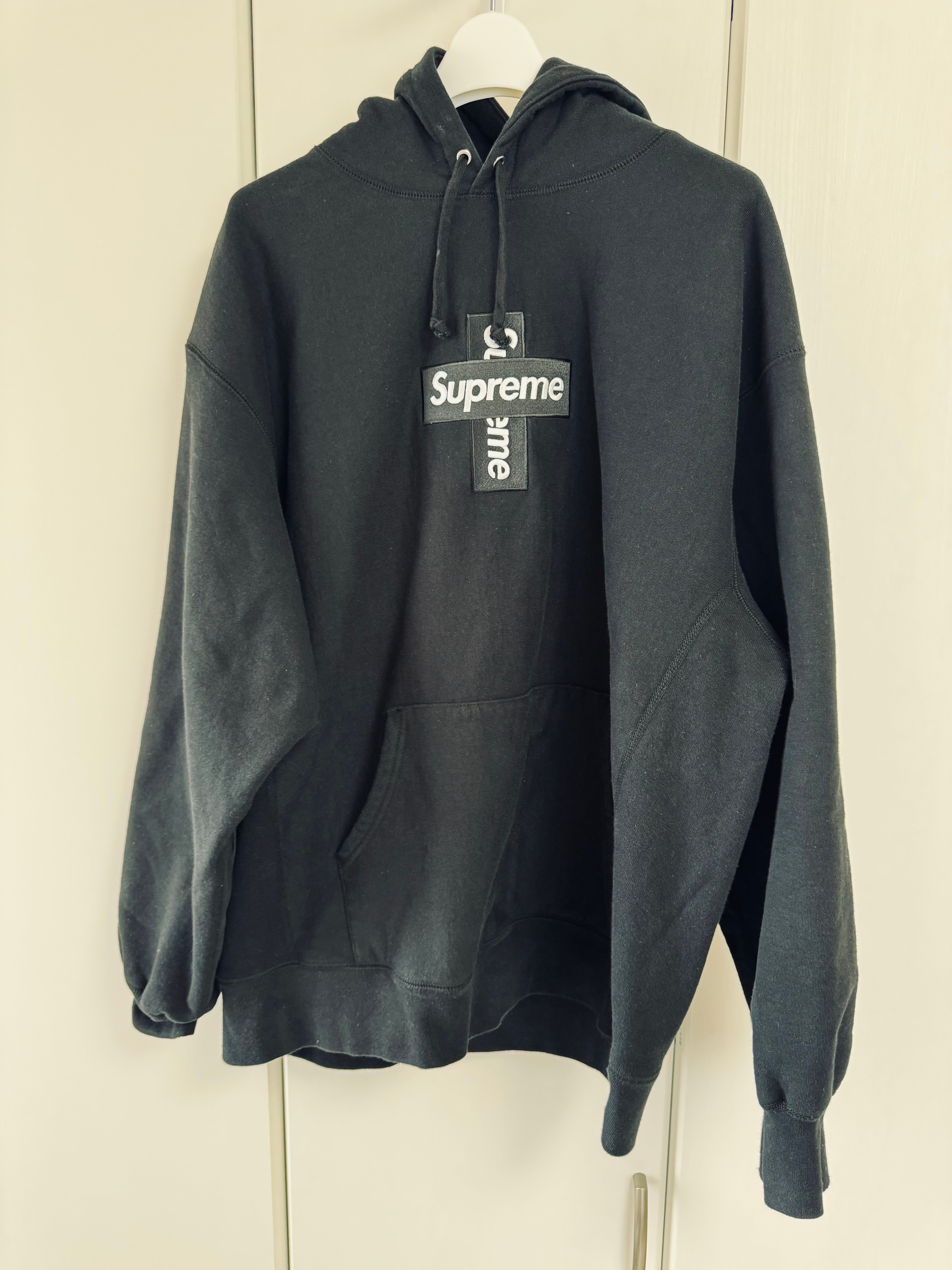 Supreme Cross Box Logo Hooded Sweatshirt "Black"