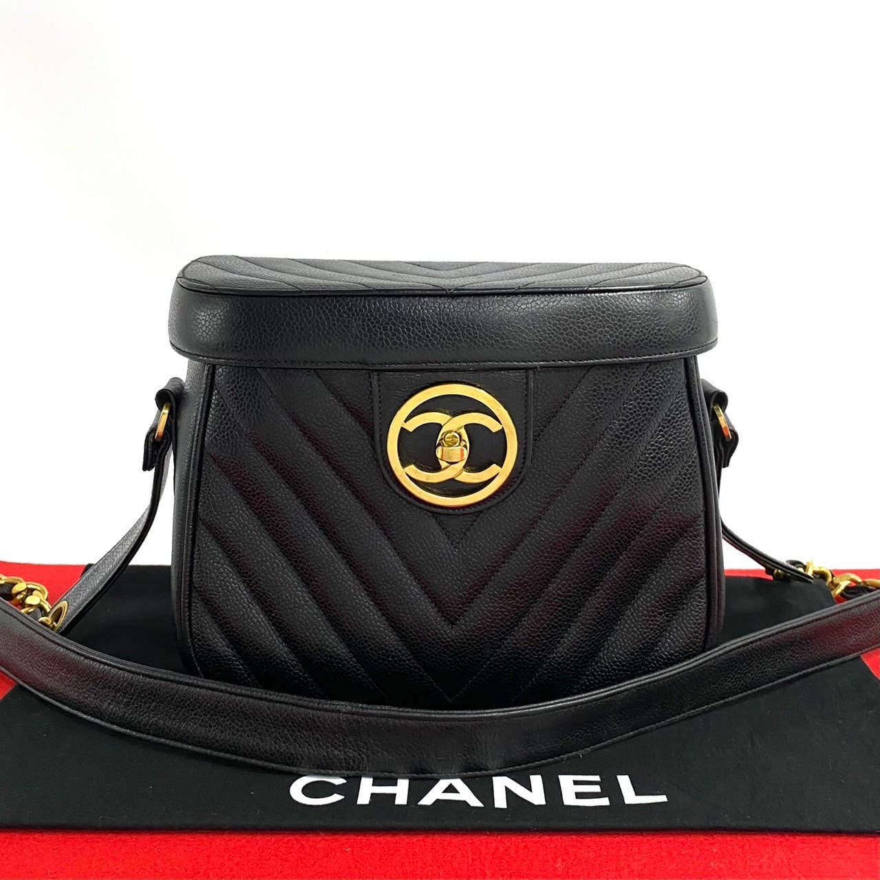 CHANEL シャネル ココマーク レザー キャビアスキン ショルダーバッグ ブラック
 39941