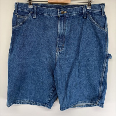 古着 ディッキーズ Dickies デニム パンツ ペインターパンツ ハーフパンツ ワンポイントロゴ ジッパーフライ w40 ブルー系 メンズ