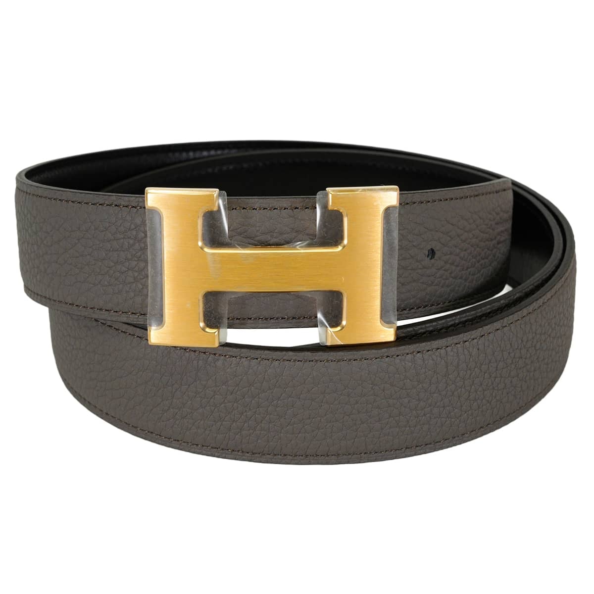 HERMES エルメス ベルト Hベルト コンスタンス32 リバーシブル エタン/黒 (ブラック) トゴ/ボックスカーフ #90 マットゴールド金具 K刻印 [紙袋・リボン付] 新品