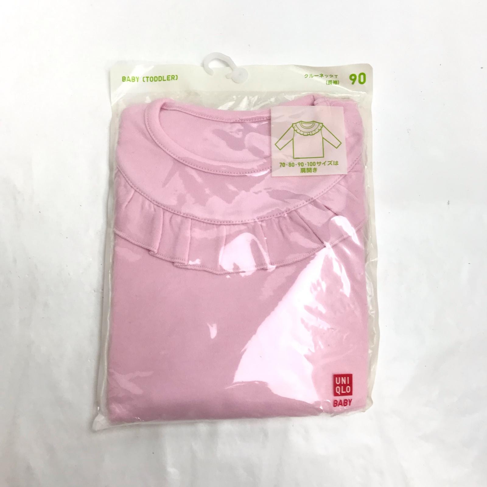 未使用/新品★UNIQLO +J【ユニクロ】長袖Tシャツ【ベビー90/ピンク/pink】フリル/Tops/Shirt◆BJ079-i