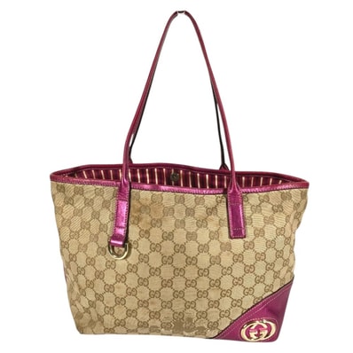 グッチ GUCCI GG ロゴ ハート 169946 ニューブリット カバン トートバッグ 肩掛け ショルダーバッグ GGキャンバス/レザー メタリックピンク