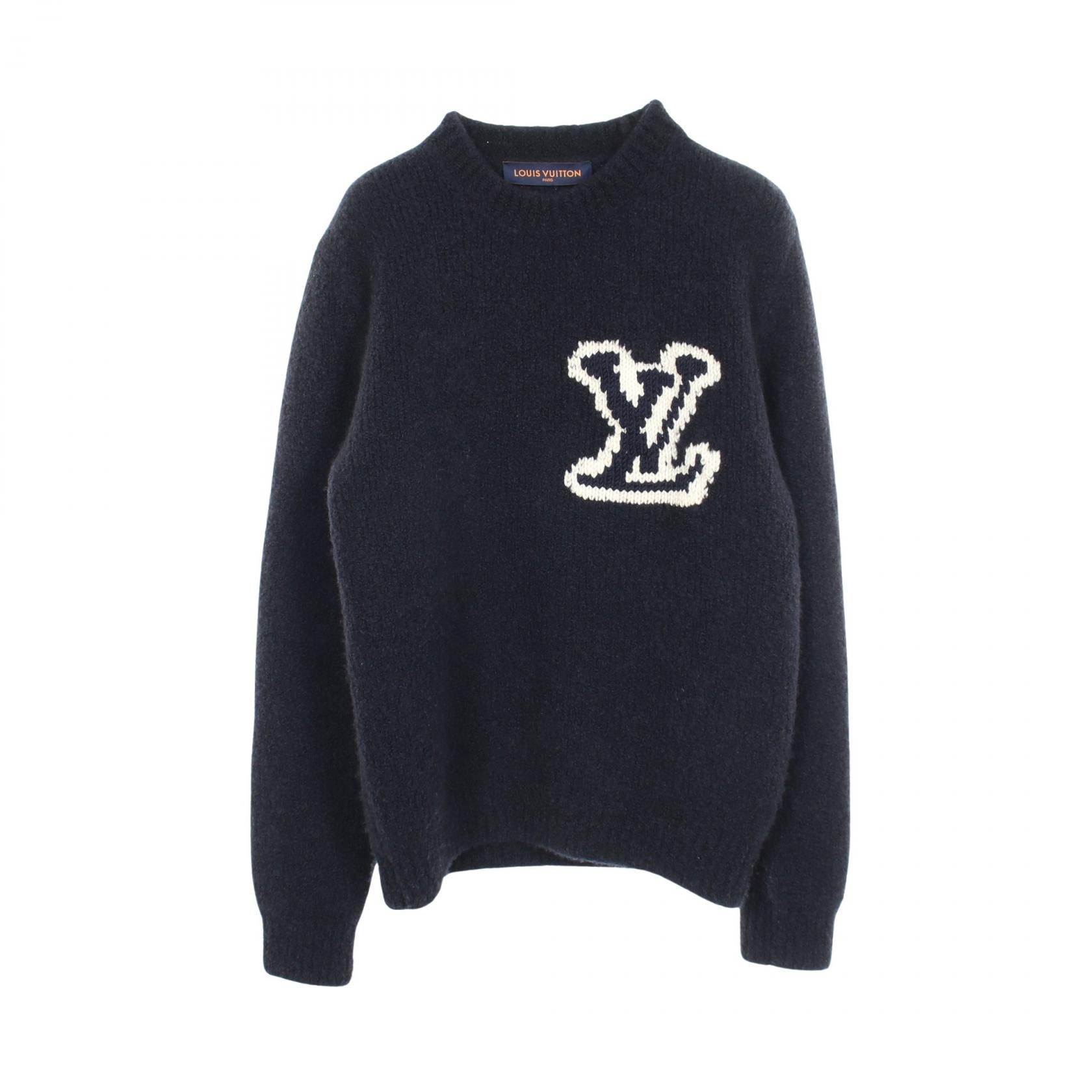 ルイ・ヴィトン LOUIS VUITTON インタルシア クルーネック ニット 衣料品 トップス ウール ヤク メンズ ネイビー系 RM212Q VSS HLN43W 【中古】