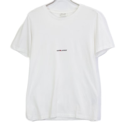 サンローランパリ 17年 464572 ホワイト コットン ロゴ Tシャツ XS