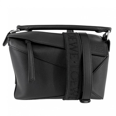 LOEWE ロエベ 2WAY パズルバッグ スモール ハンドバッグ ショルダーバッグ 肩掛け 斜め掛け レザー ブラック 黒 シルバー金具 レディース 美品【中古品】