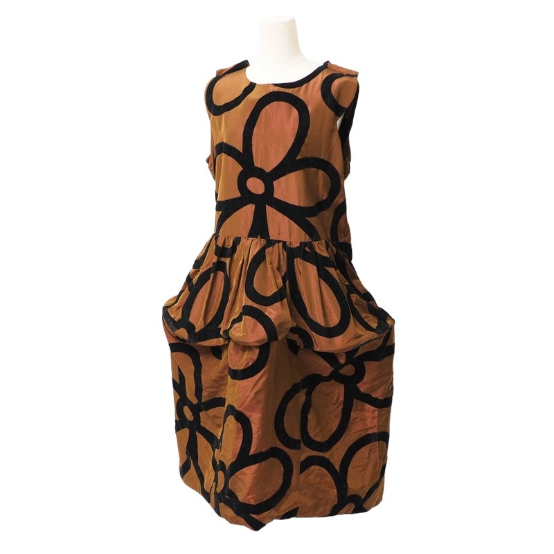 2022SS■COMME des GARCONS コムデギャルソン ワンピース サイズS フロッキー加工 フラワー バルーン ドレス ブランド古着【中古】20240807/RA0691