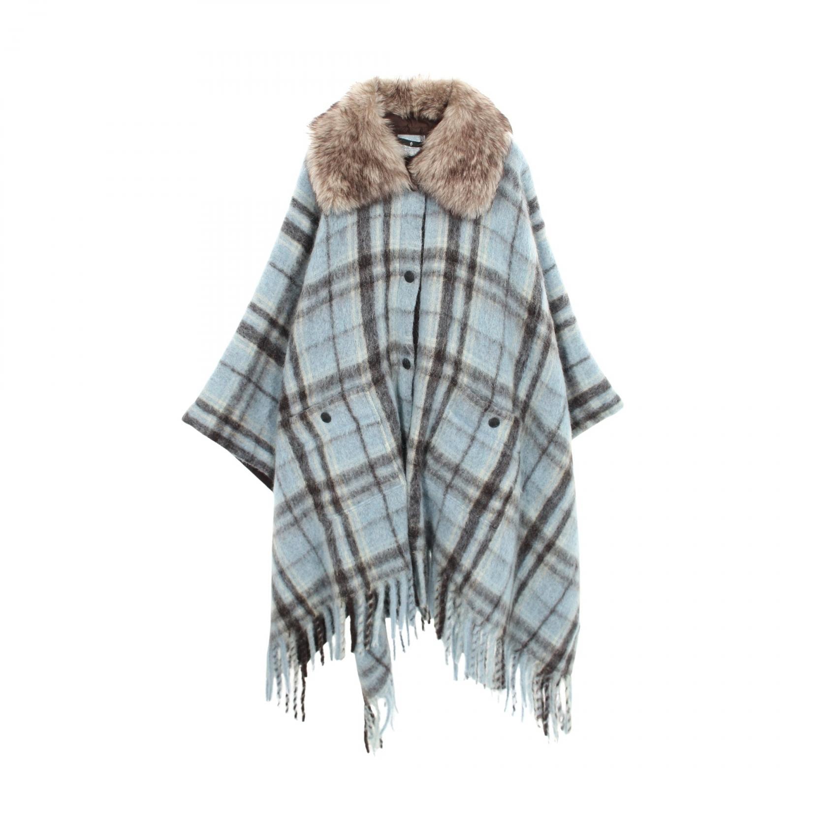 モンクレールグルノーブル MONCLER GRENOBLE ポンチョ 衣料品 アウター ウール モヘヤ / アルパカ メンズ ブルー系 / ブラウン系 3G00006 【中古】
