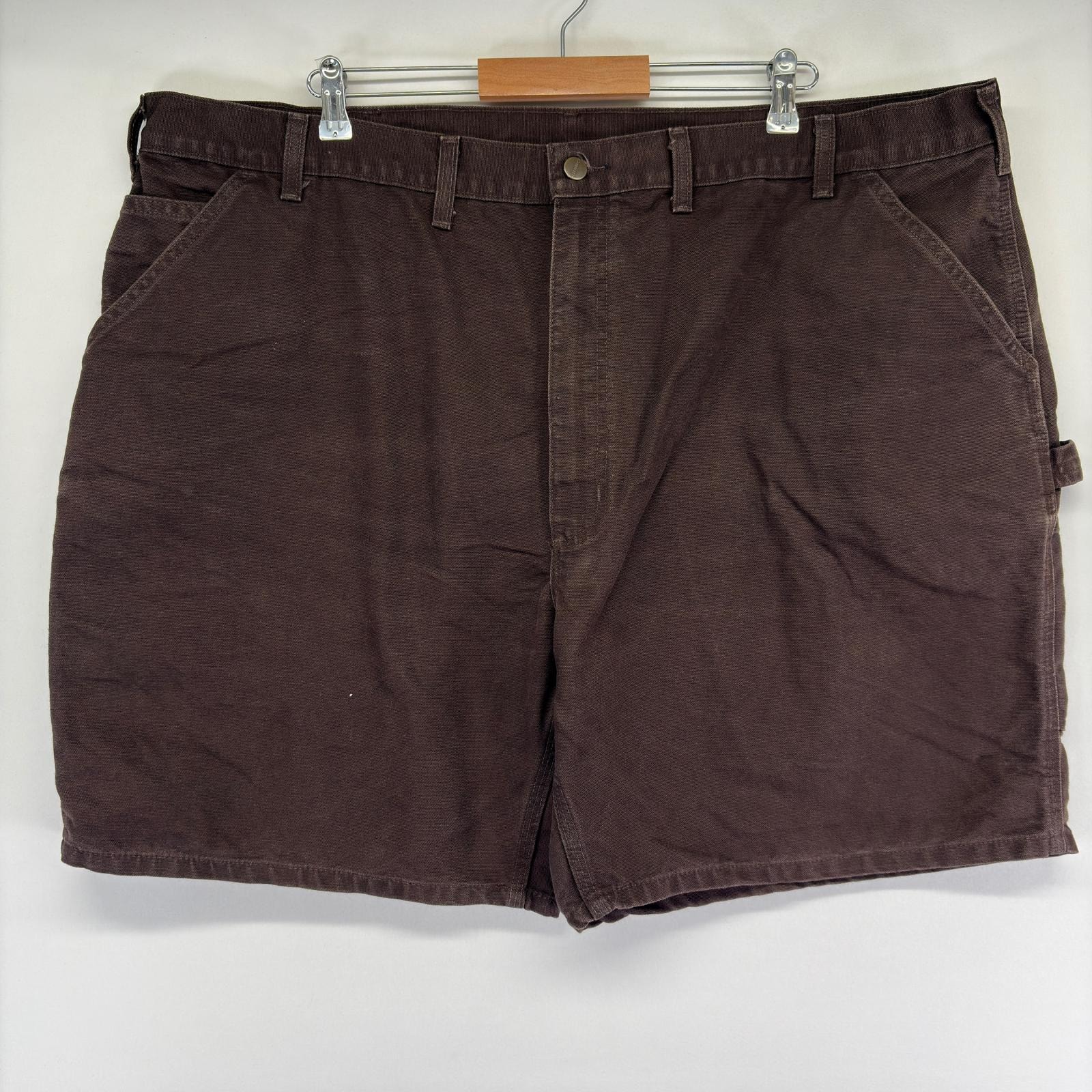 古着 カーハート Carhartt ダック パンツ カーゴ ペインター ワンポイントロゴ 大きいサイズ ハーフパンツ w48  ブラウン系 メンズ
