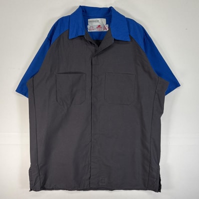 古着 レッドキャップ RED KAP 半袖シャツ ワーク 作業着 リップストップ スナップボタン フォード オフィシャル L グレー ツートン メンズ