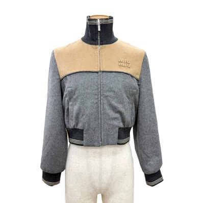 極美品 ミュウミュウ ジャケット グレー レディース 36 ML1413