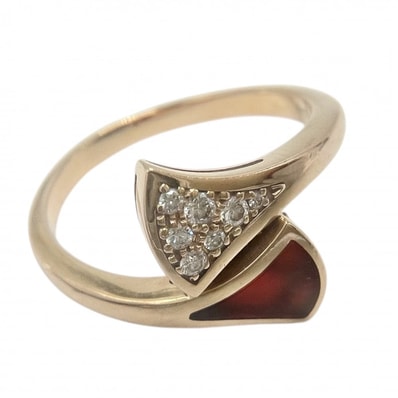 BVLGARI ブルガリ 指輪 ティーヴァドリーム リング ジュエリー アクセサリー 18金PG K18ピンクゴールド ダイヤモンド0.08ct 約14.5号 レディース 約4.1g【中古品】