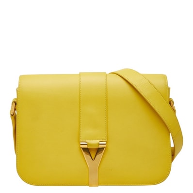 サンローラン Yライン 斜め掛け ショルダーバッグ イエロー レザー レディース SAINT LAURENT 【中古】