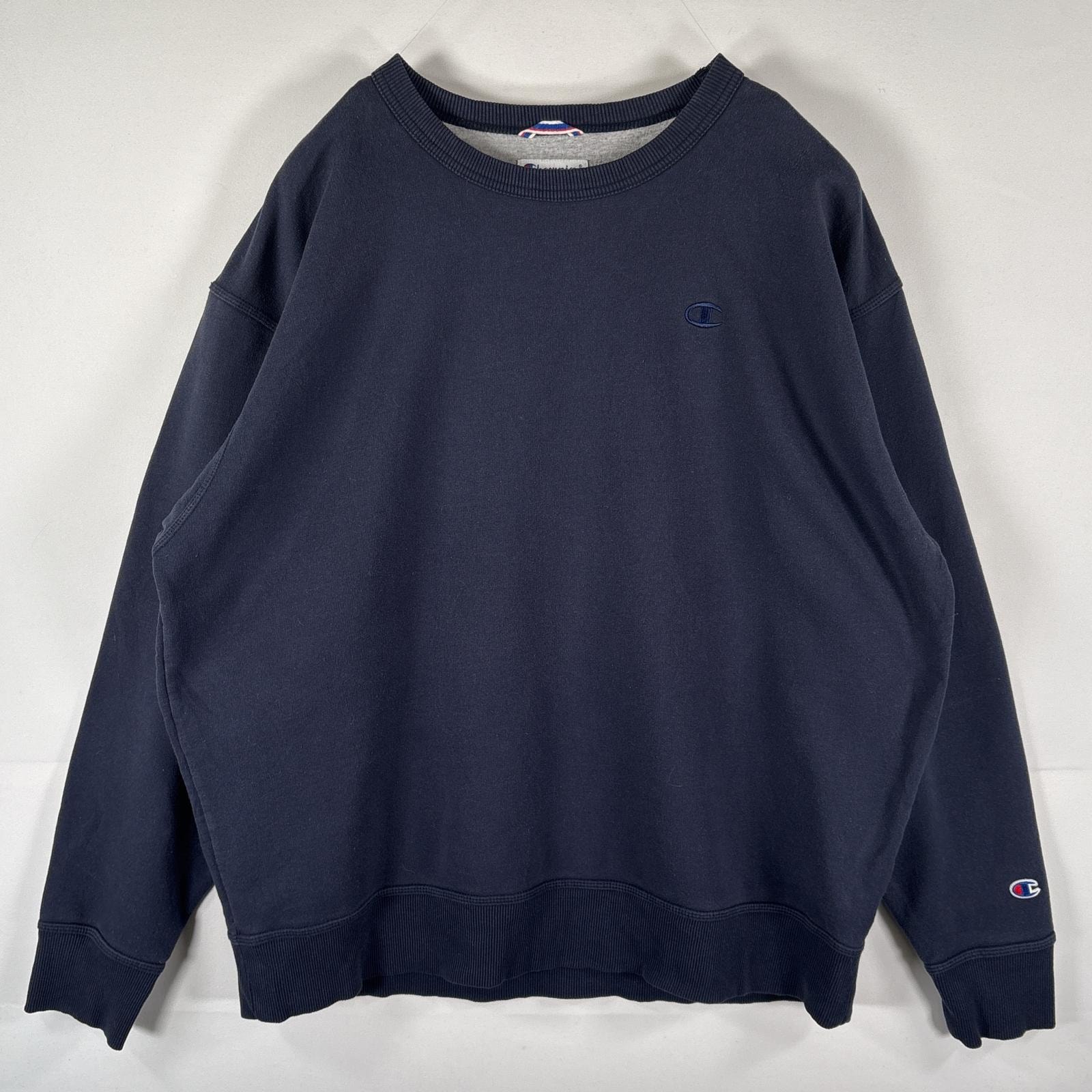 古着 チャンピオン Champion スウェット トレーナー 大きいサイズ ワンポイントロゴ クルーネック プルオーバー  14041  ネイビー メンズ