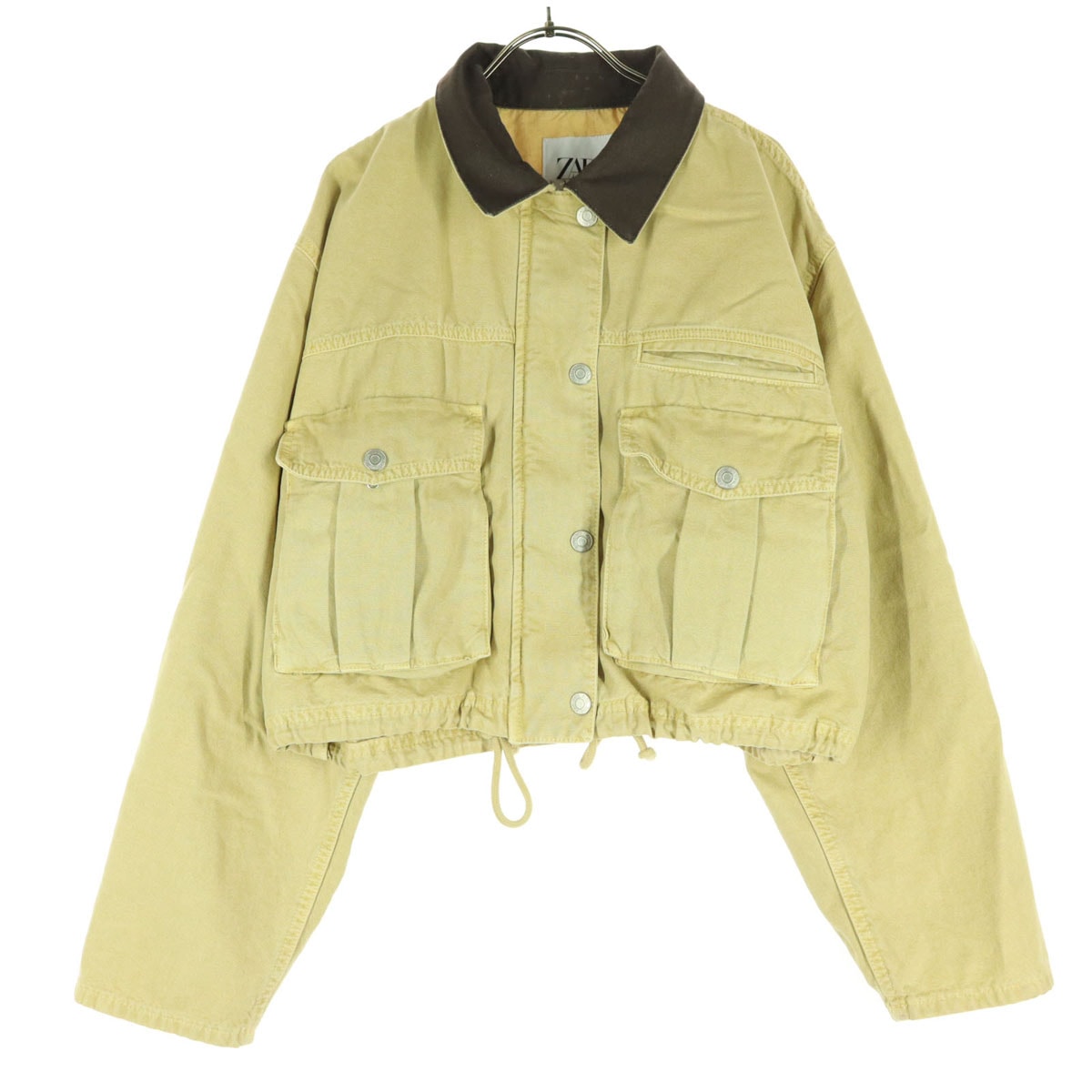 ZARA ザラ 長袖 襟コーデュロイ ショート丈 ジャケット XL クリーム