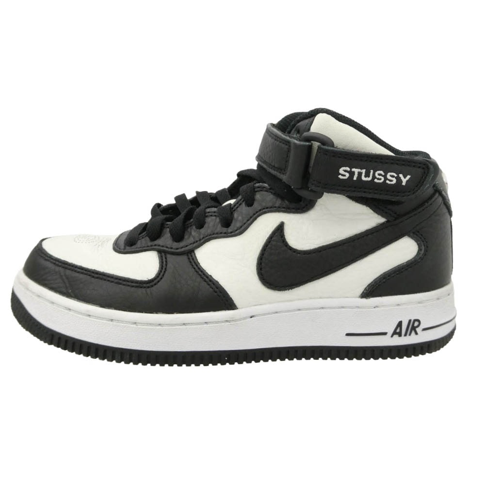 NIKE ナイキ STUSSY ステューシー 22SS DJ7840-002 × STUSSY Air Force 1 Mid Black and Light Bone  エアフォースミッド  ブラック アンド ライトボーン スニーカー 24cm【中古】