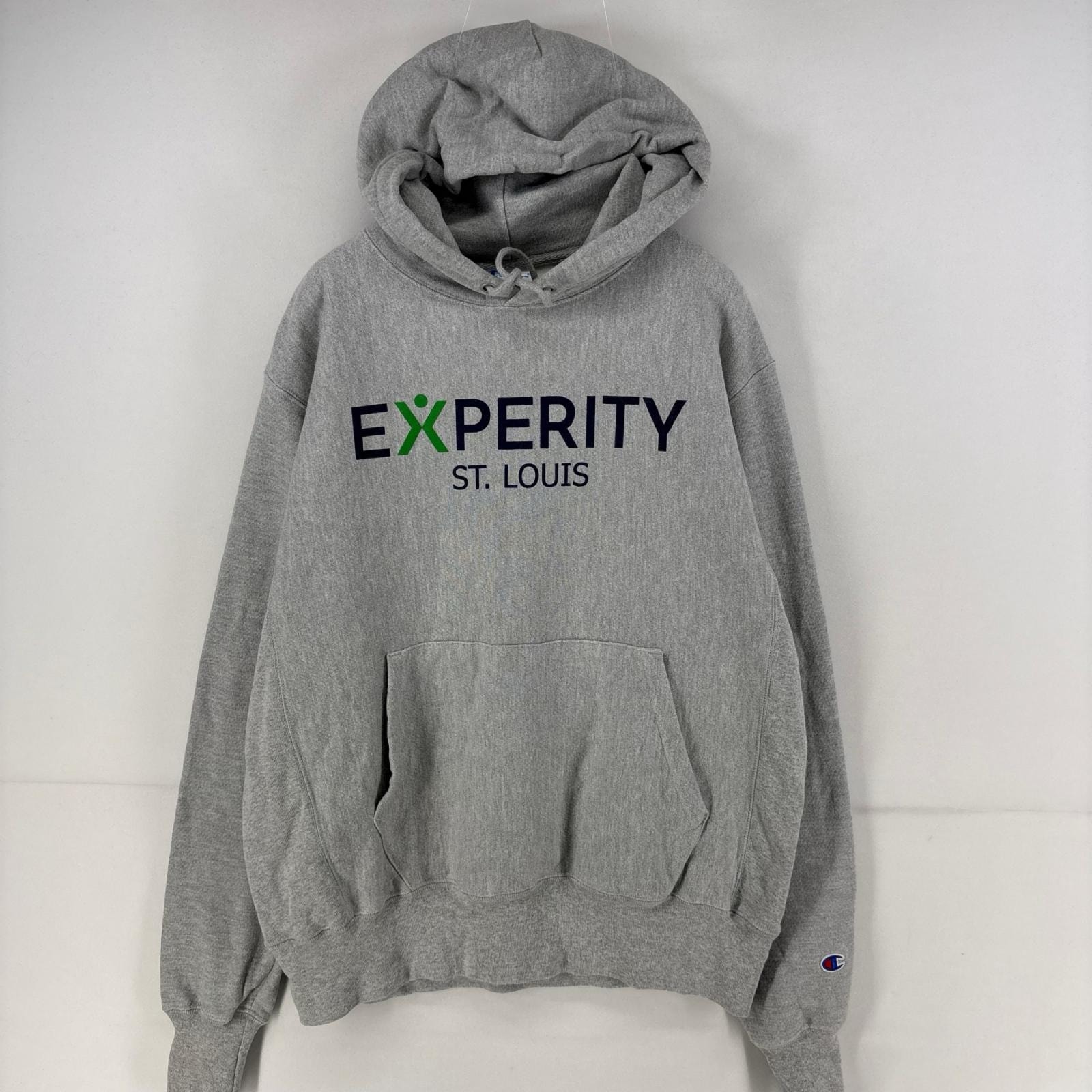 古着 チャンピオン Champion パーカー スウェット リバースウィーブ 企業プリント プルオーバー プリント M  グレー メンズ