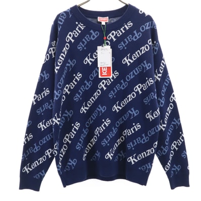 未使用 KENZO ケンゾー 総ロゴ 長袖 ニット S ネイビー セーター