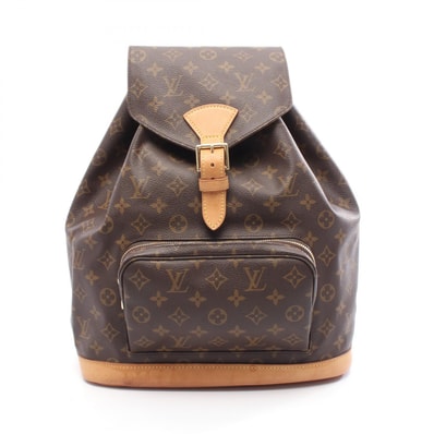 ルイ・ヴィトン LOUIS VUITTON モンスリGM リュックサック バックパック バッグ PVCコーティングキャンバス レザー モノグラム レディース ブラウン系 M51135 【中古】