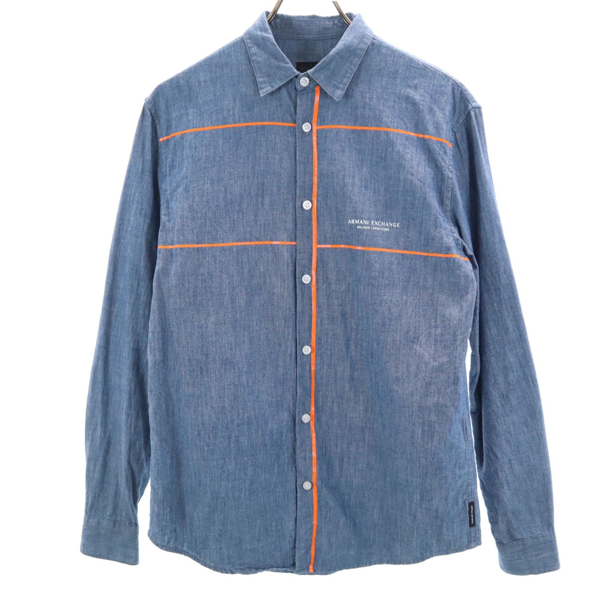 ARMANI EXCHANGE アルマーニエクスチェンジ 長袖 シャンブレーシャツ XS 青紺