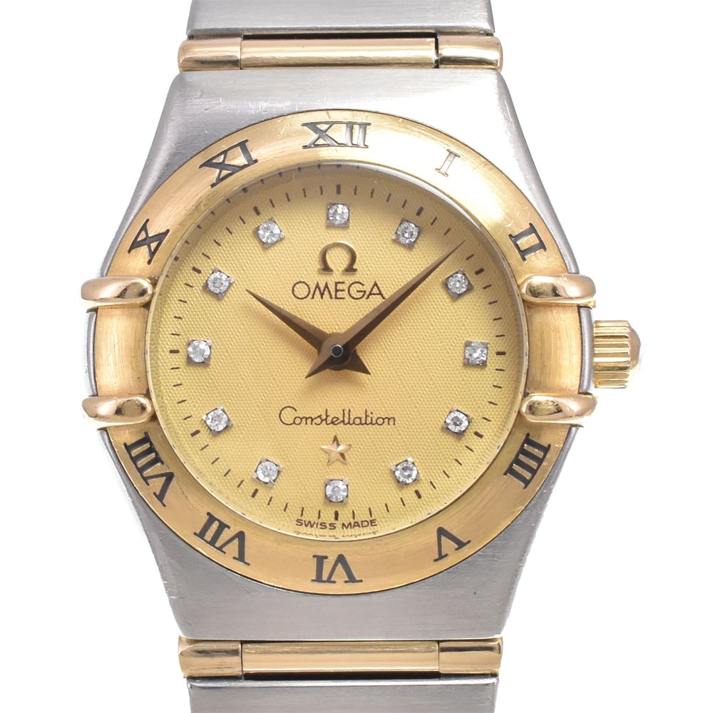 オメガ OMEGA 1262.15 コンステレーションミニ 12Pダイヤモンド SS/K18YG ゴールド クォーツ レディース 良品 腕時計 C#149639