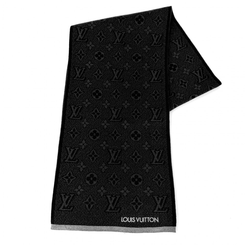 LOUIS VUITTON ルイヴィトン マフラー マフラー マイ・モノグラム・エクリプス ストール M73468 ウール    ブラック 黒 メンズ 秋 冬 美品【中古品】