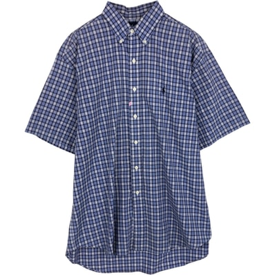 古着 ラルフローレン Ralph Lauren BLAKE 半袖 ボタンダウン チェックシャツ メンズL相当/eaa633147
